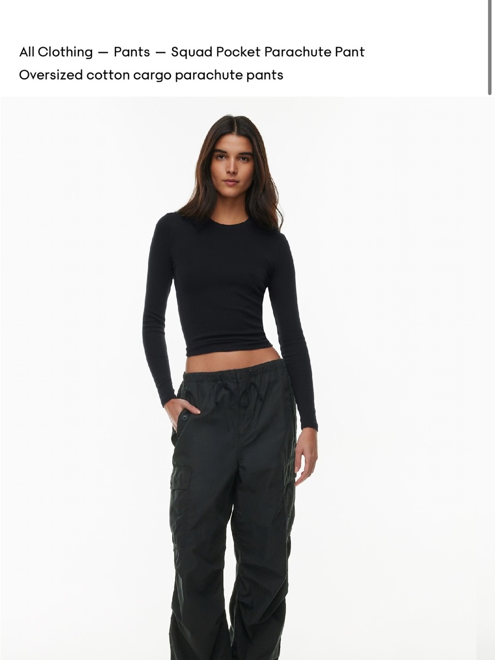 Aritzia Black Long-Sleeve Cropped Top